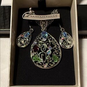 Silver Multicolor Necklace Set NIB NWT